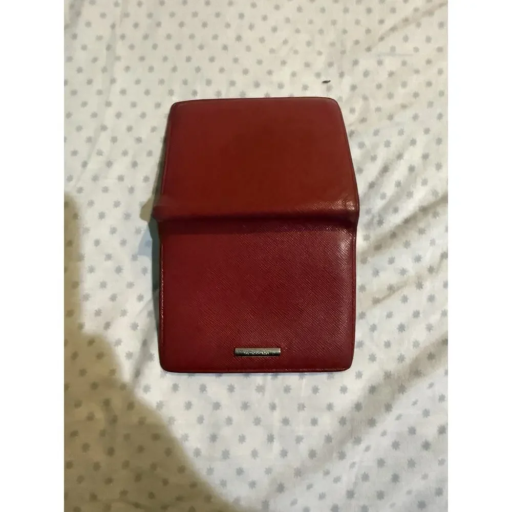Red Burberry Saffiano leather bifold wallet